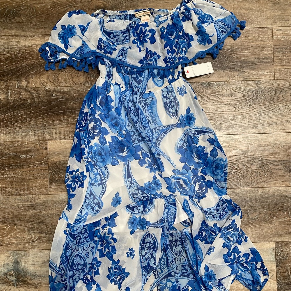 Off the Shoulder Floral High Low Dress